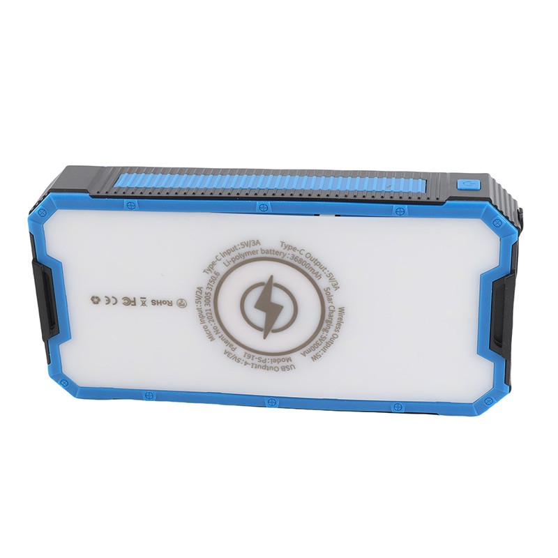 36800mAh Solar Power Bank with 36 LEDs, Portable Outdoor Emergency Charger