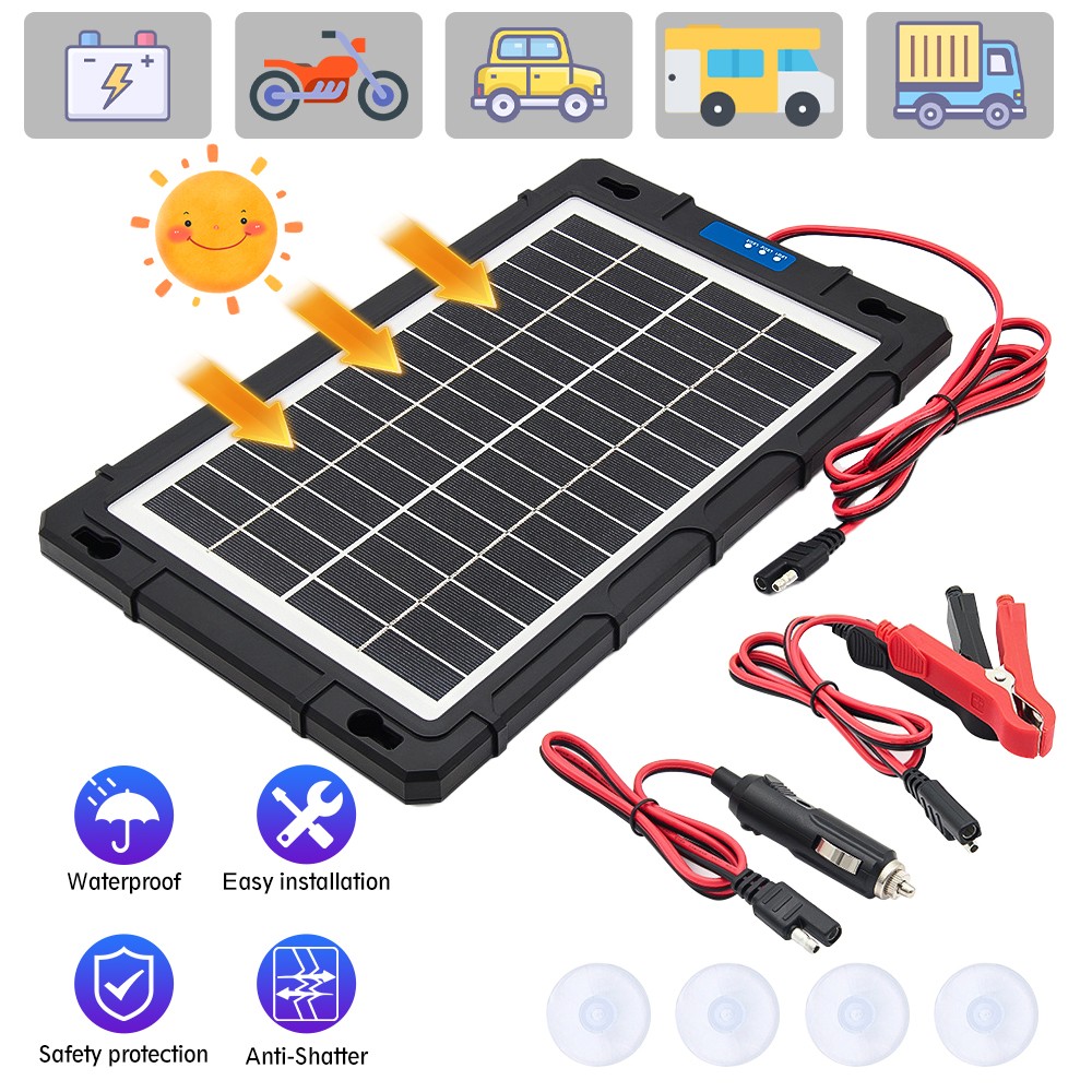12V Solar Battery Maintainer Trickle Charger for Car Boat RV Trailer Motorcycle