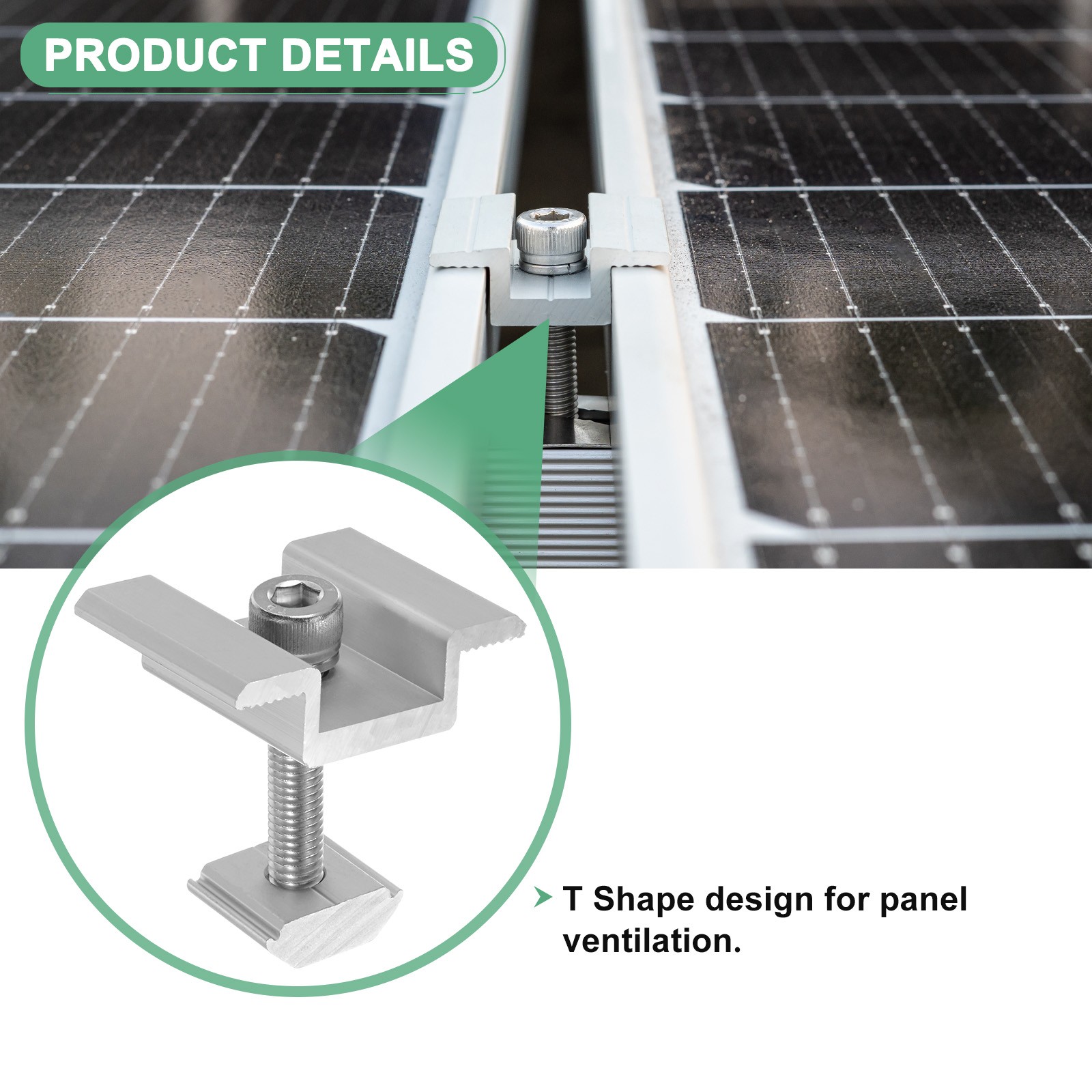 20pcs Solar Panel Mount Mid Clamps 35mm Aluminum for RVs White