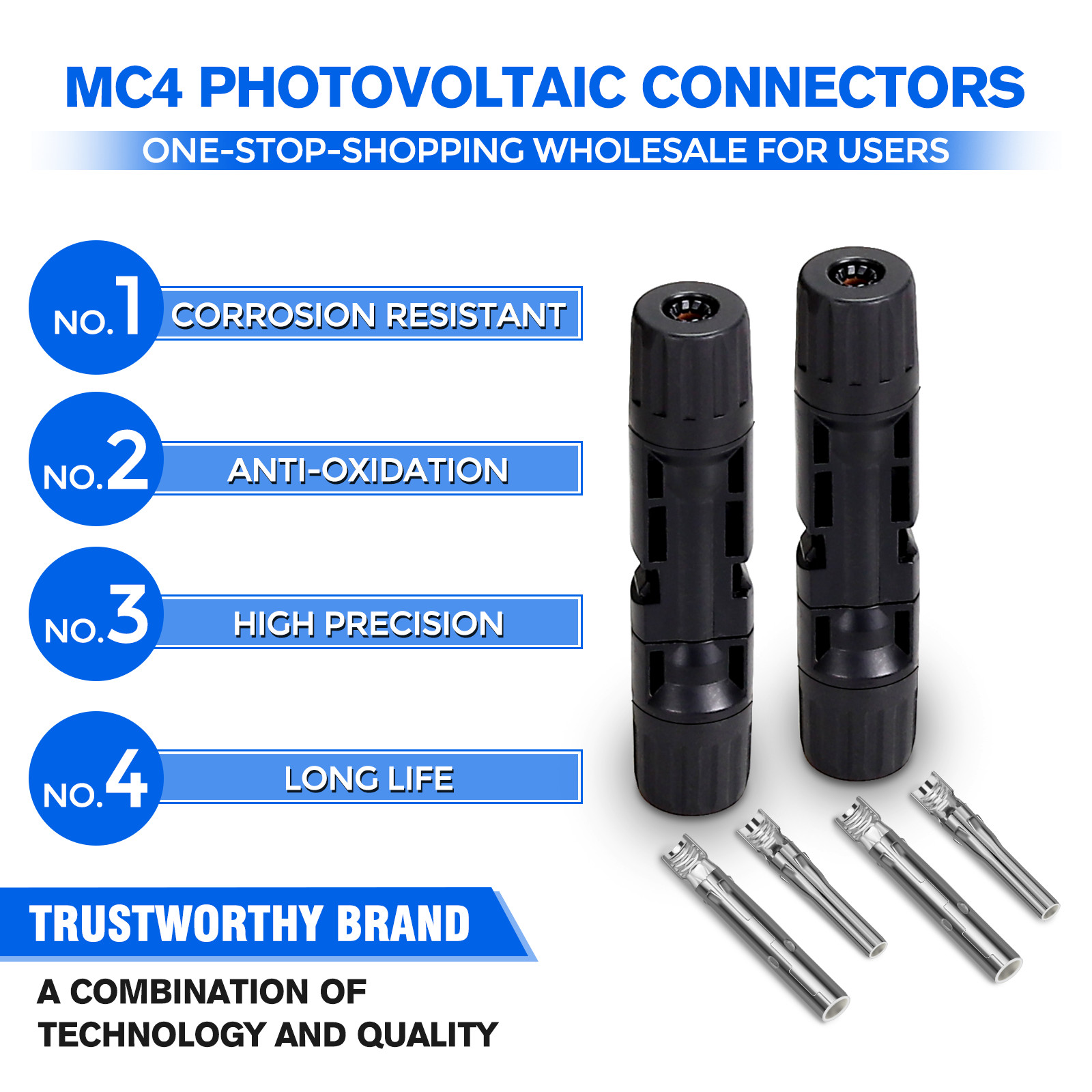 20 Sets Male Female M/F Solar Cable Connectors Wire Solar Panel 30A Waterproof