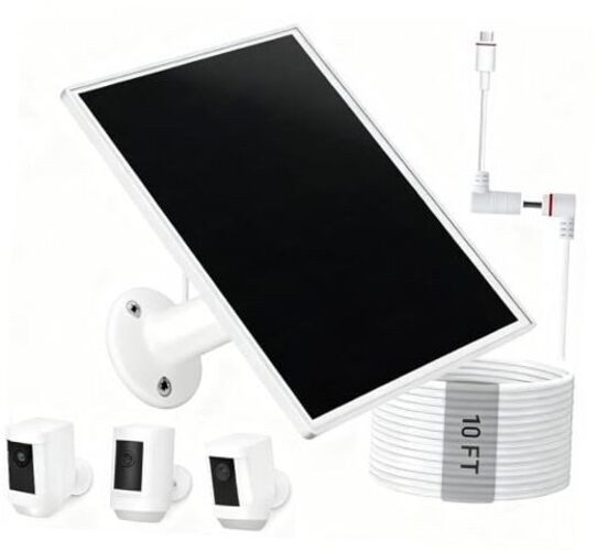 10W Solar Panel for Ring Camera/Outdoor Cameras, Solar Charger with USB-C & &