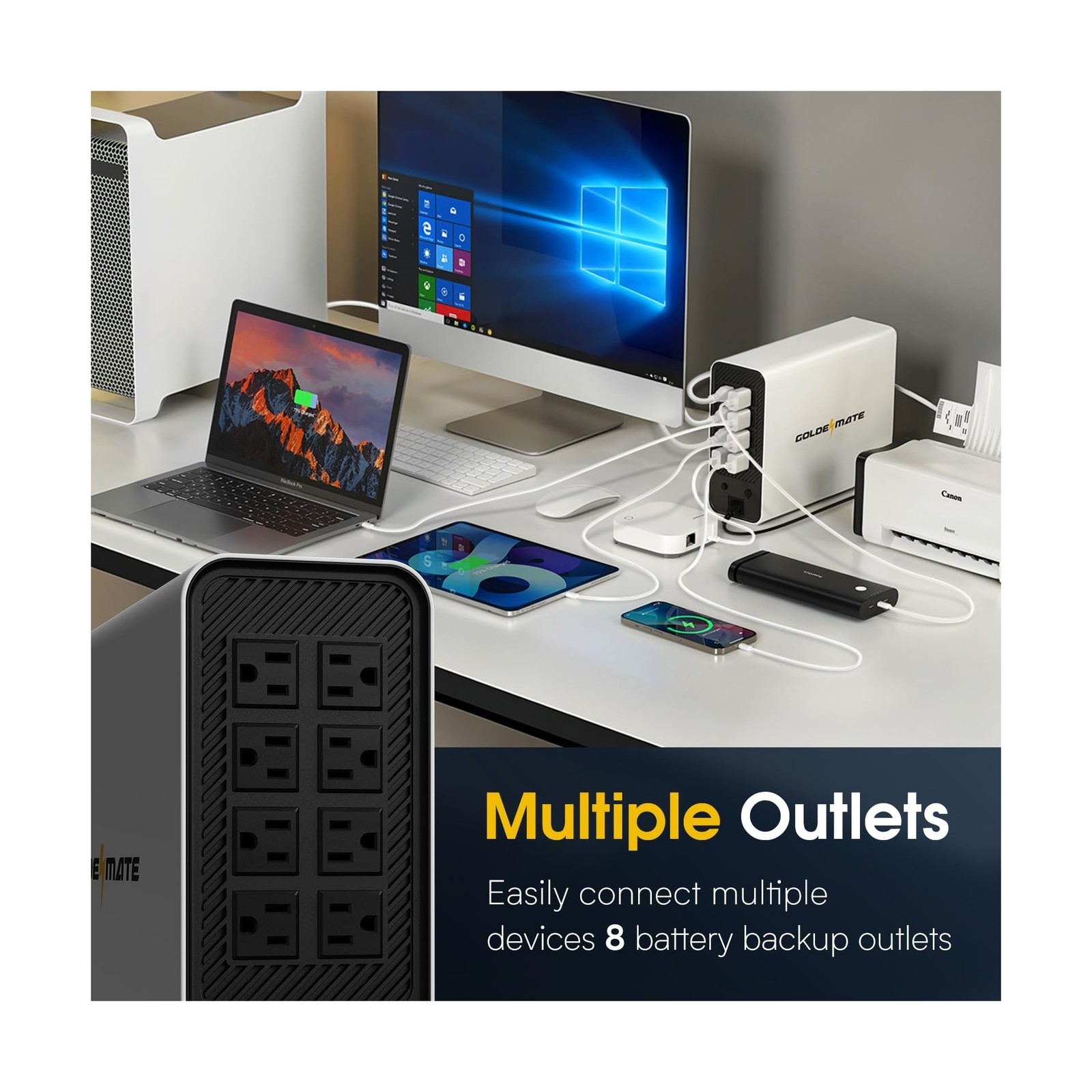 1000VA/600W Lithium UPS Battery Backup and Surge Protector, Sinewave UPS Syst…