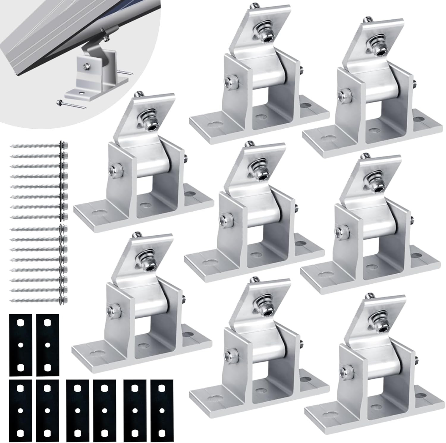 Solar Panel Mounting Brackets 8PCS Adjustable RV Solar Panel Moun Tilt Angle 10-