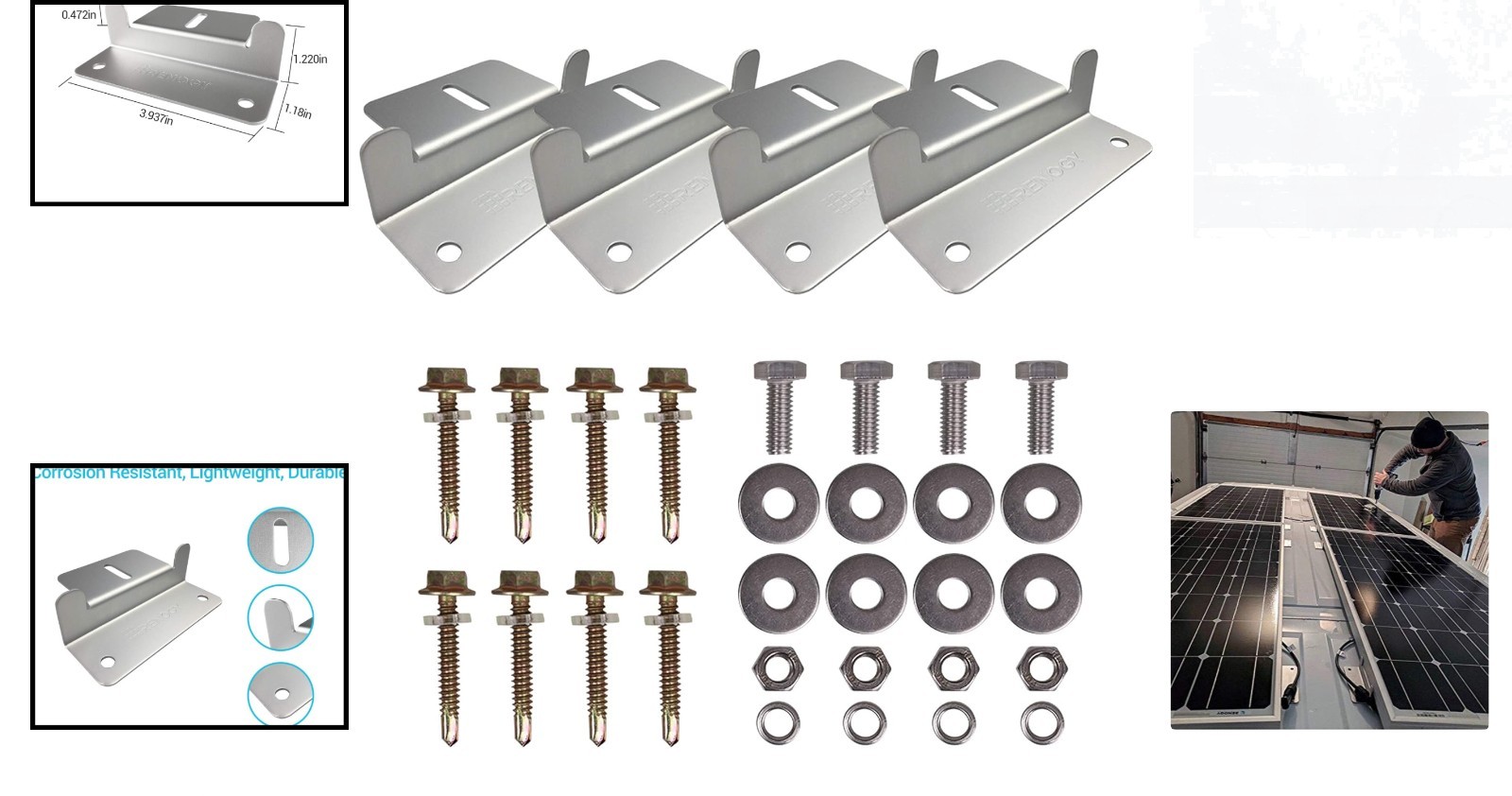 Renogy 4-Piece Lightweight Z Bracket Set for Efficient Solar Panel Mounting