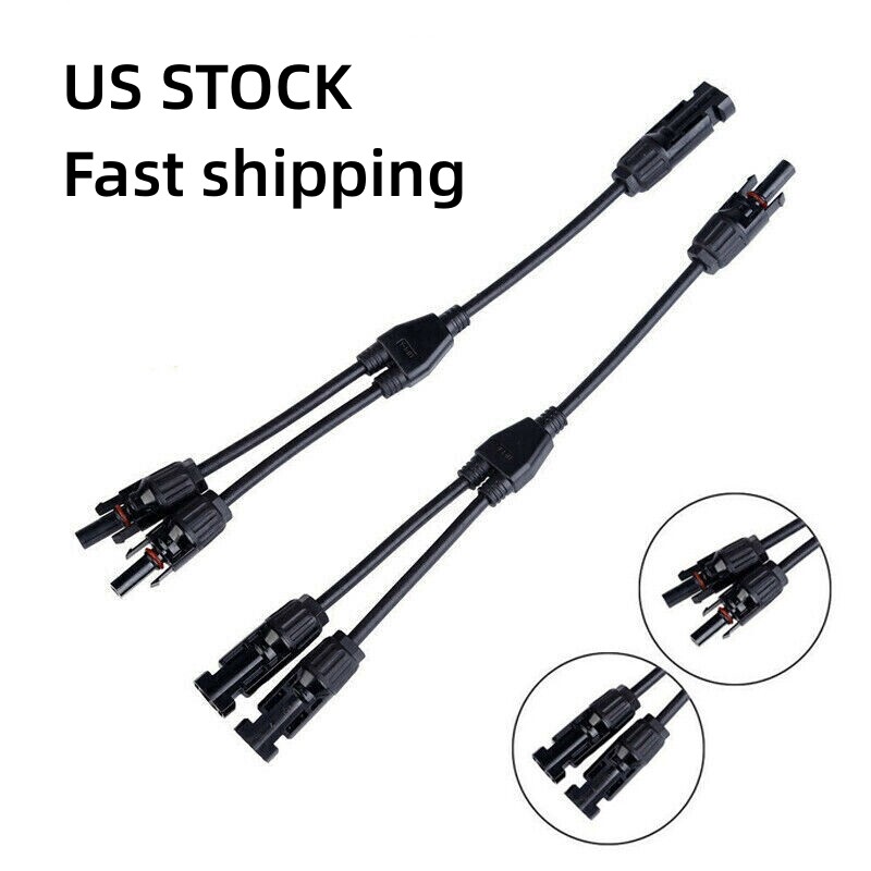 1/2/3/4Pair Solar Panel Y Branch Cable Connection Adapter Connector Extension US