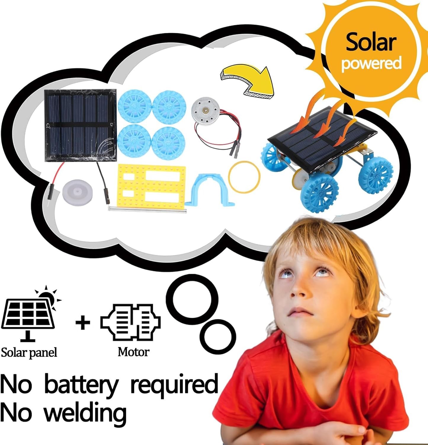 4 in 1 Solar Power STEM Kit DIY Science Toy Electric Motor for Kids