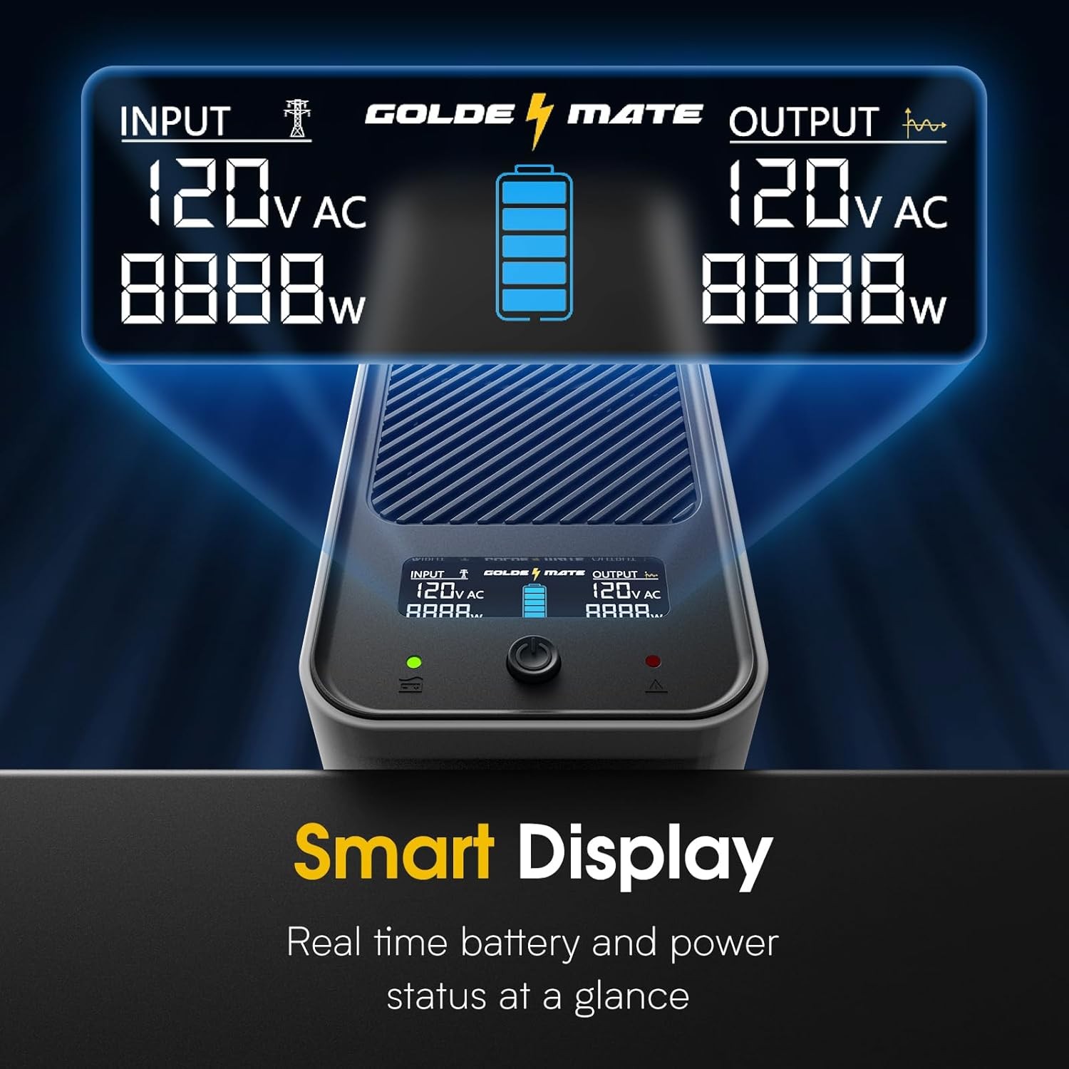 Goldenmate 1000VA 600W LiFePO4 UPS Pure Sine Wave Battery Backup （Communication）