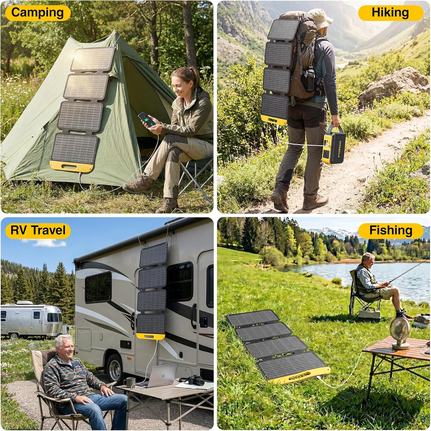 40W Solar Panel Foldable Portable Small Solar Panel Charger with USB-C and USB-A