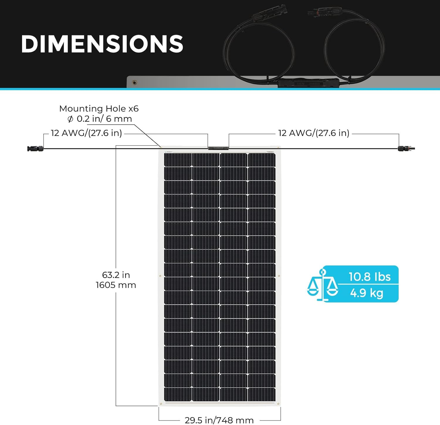 Solar Panels 200 Watt 12V, Flexible Solar Panel 200W 22% High-Efficiency, 240° U