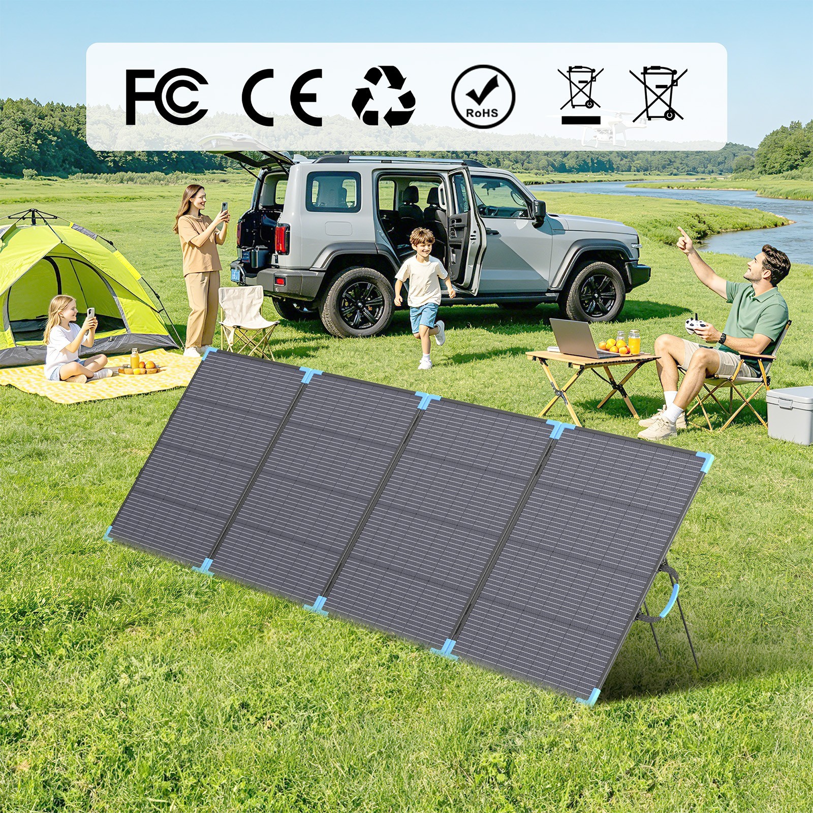 E-POWO 110W 220W 400W Bifacial Solar Panel Portable for Ecoflow Delta 3 Plus