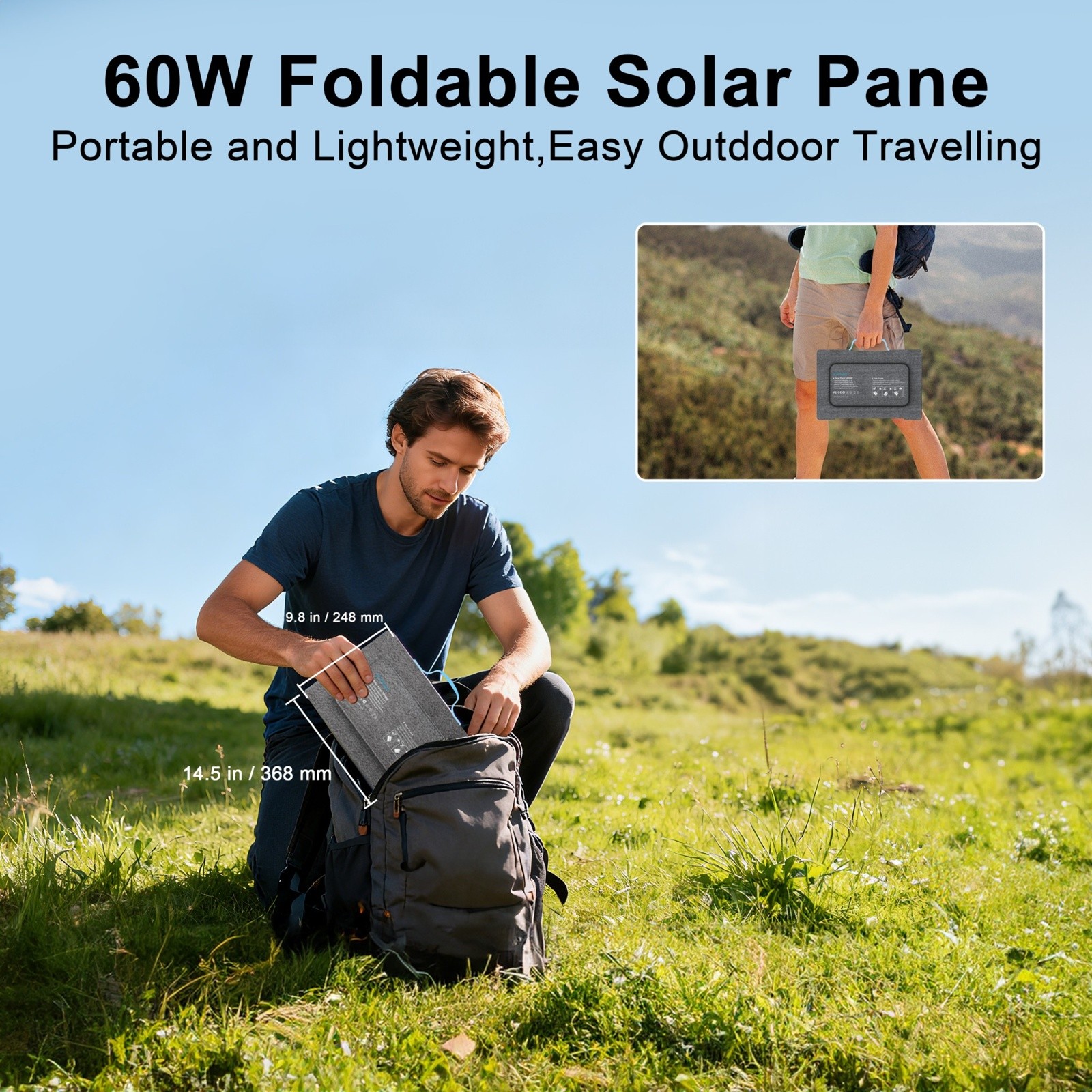 60W Portable Solar Panel for Jackery Portable Power Station Explorer 300 293Wh