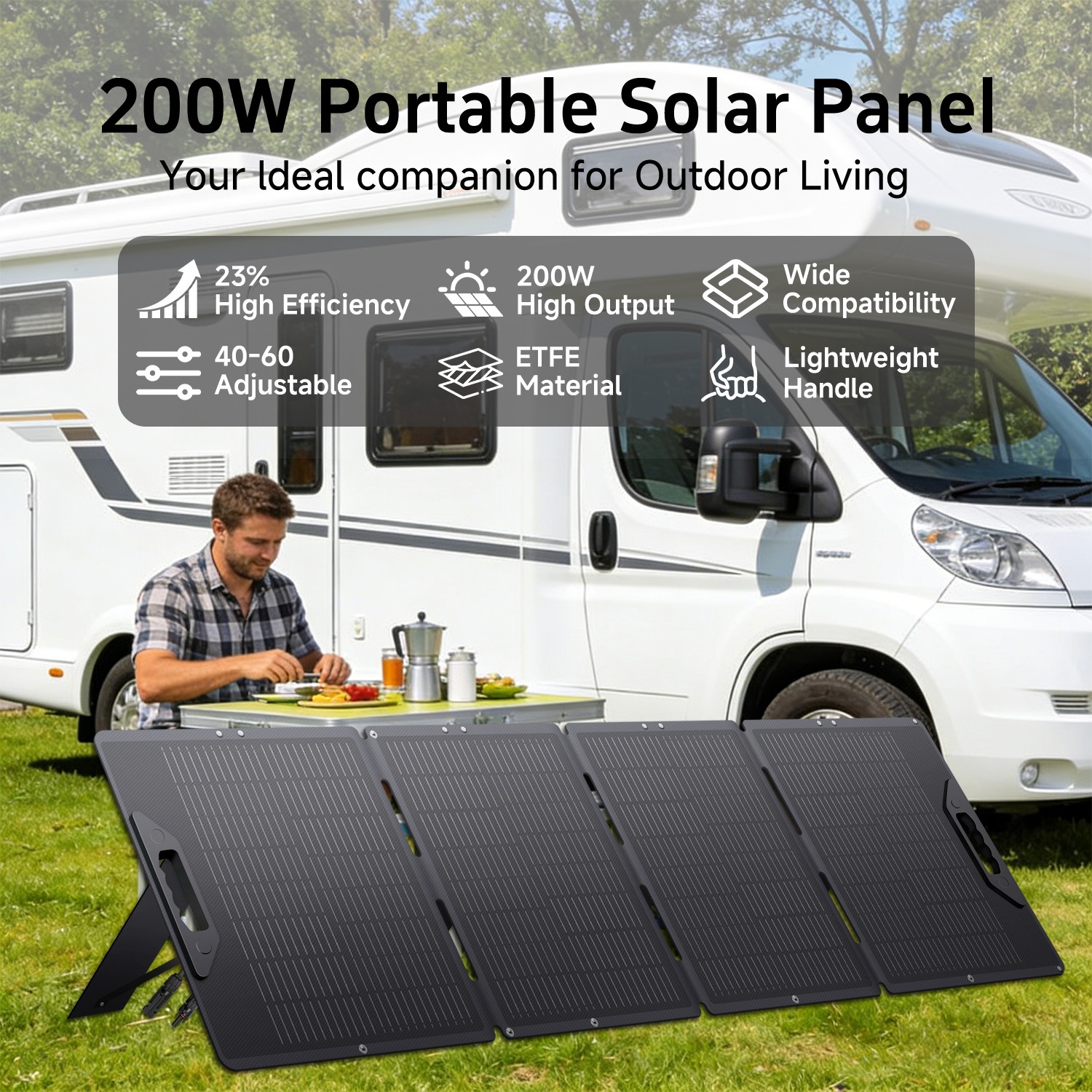200W Portable Solar Panel ETFE Foldable Solar Charger for Power Station Charging