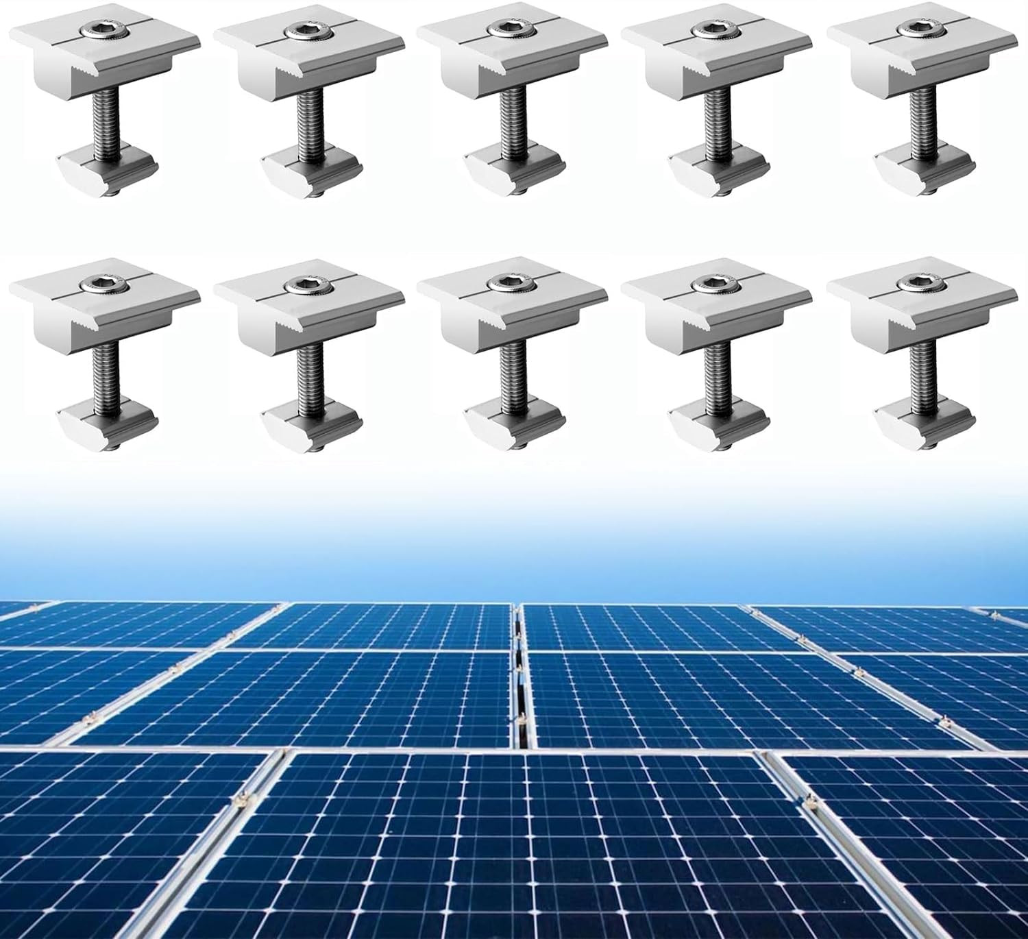 10 abrazaderas centrales para paneles solares abrazaderas intermedias aluminio