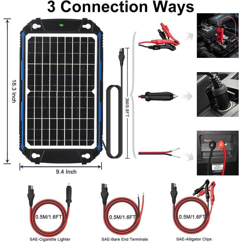 Waterproof 12V 12W Solar Panel Charger Maintainer Pro with Ultrasmart MPPT for C
