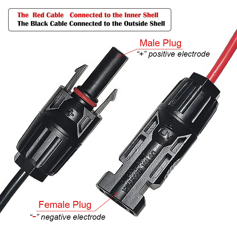 10ft 12 AWG XT60 Female to Solar Connector Solar Panel Extension Charging Cable