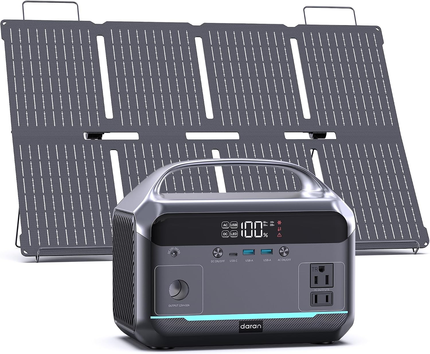 DARAN Portable Power Station 600W W/ Solar Panel 288Wh LiFePO4 Battery Solar