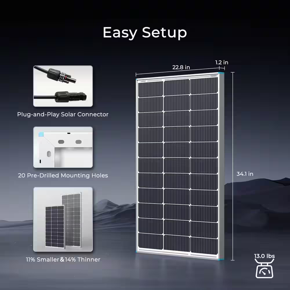 12V 100W Solar Panel N-Type 16BB 25% High-Efficiency Off-Grid PV Module Power Ch