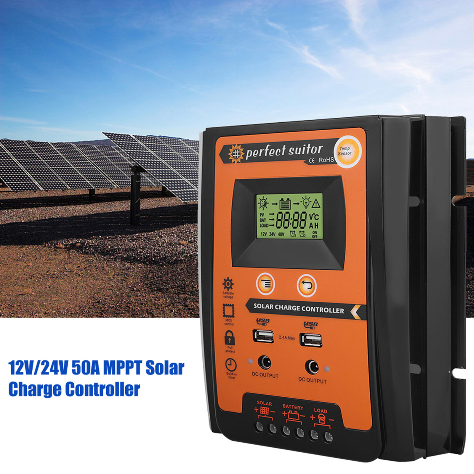(50A)100/30 PWM&MPPT Fydun MPPT 12V/24V Solar Panel Solar Charge Controller New