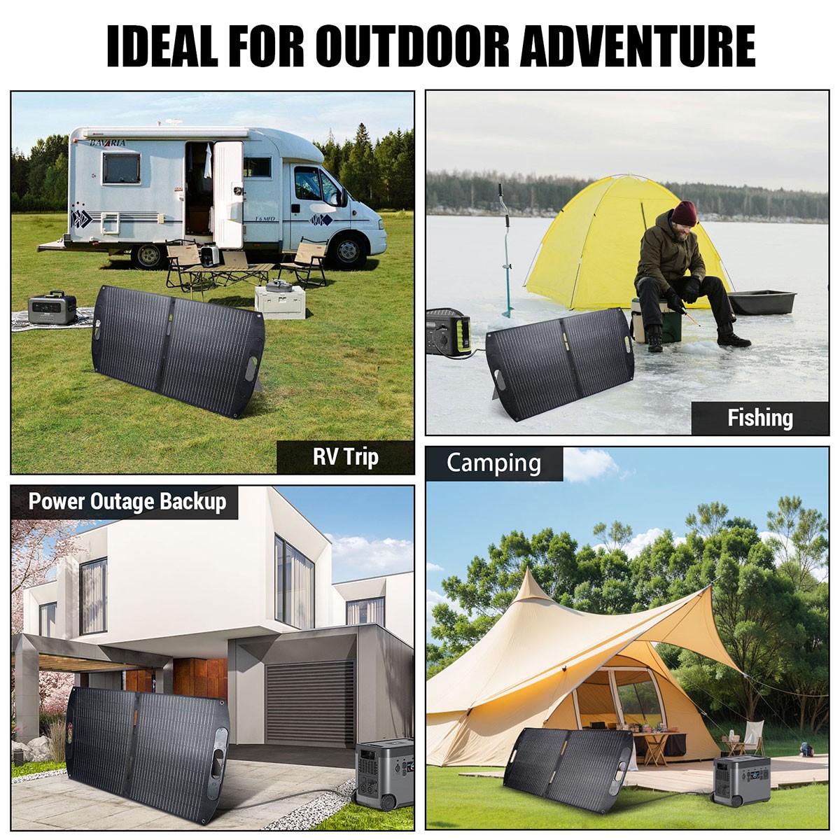 Bifacial 100W Foldable Portable Solar Panel High-Efficiency IP68 for Cmaping RVs
