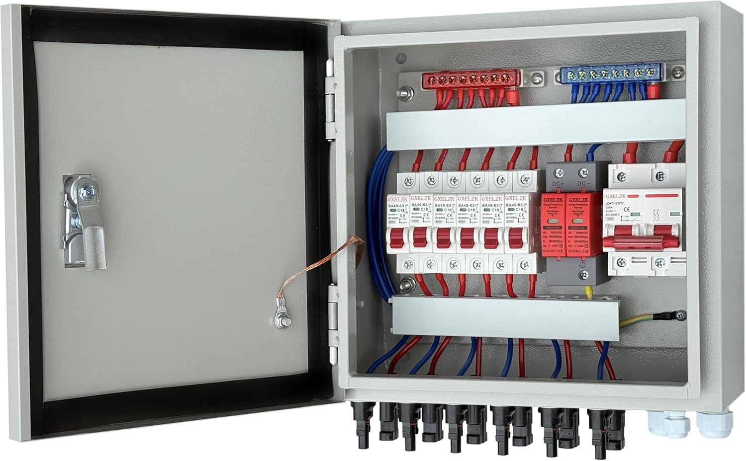 Hardcover 6 Strings Solar Combiner Box 80A DC Main Circuit Breaker with Power Su