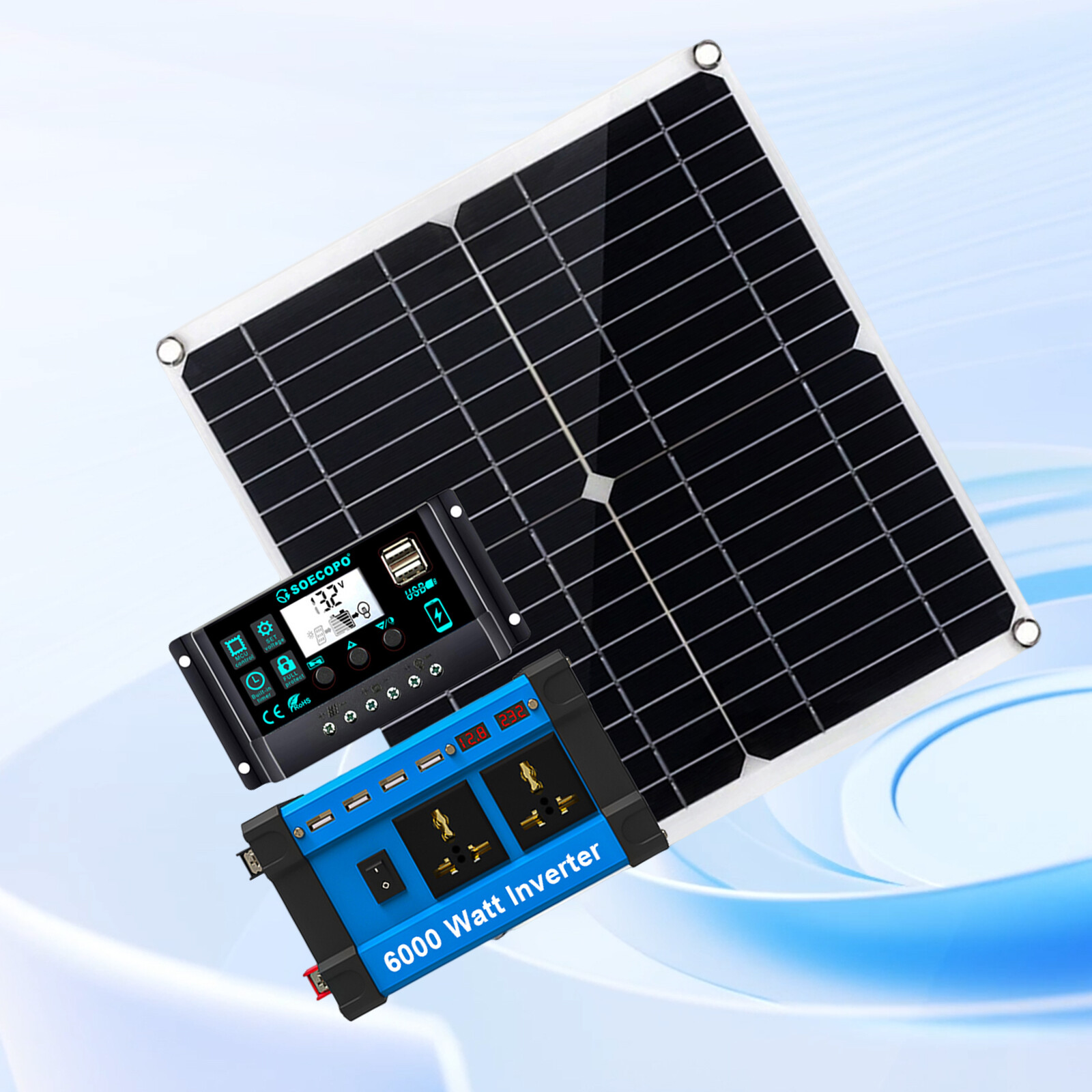 6000W 110V 100A Solar Panel Kit Complete Solar Power Generator Home Grid System