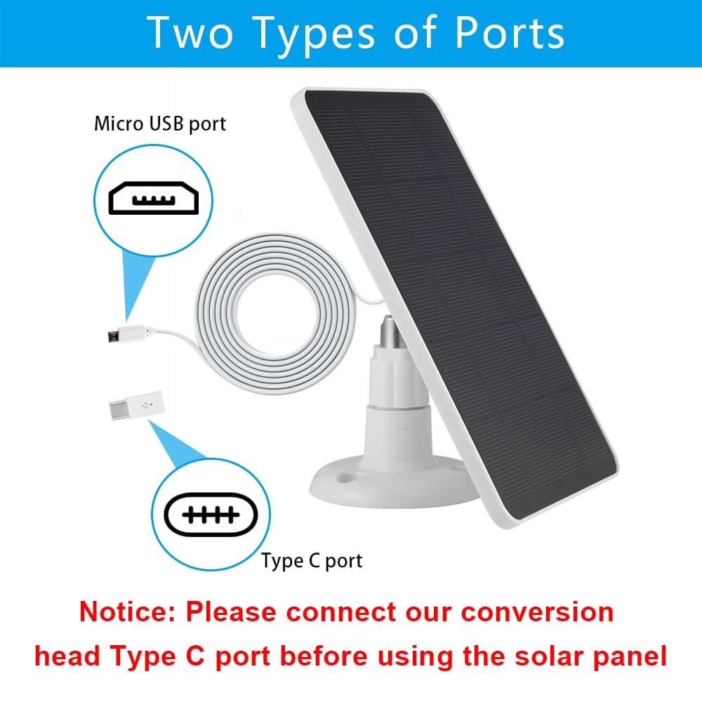 2 Pack Solar Panels Compatible with WYZE Battery Cam Pro, Solar Panels for Wirel