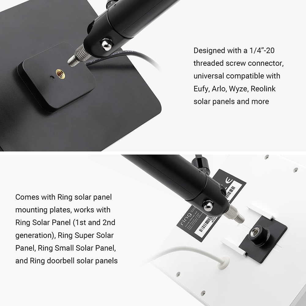 Holicfun Universal Solar Panel Pole Mount for Ring, Eufy, Arlo, Wyze, White