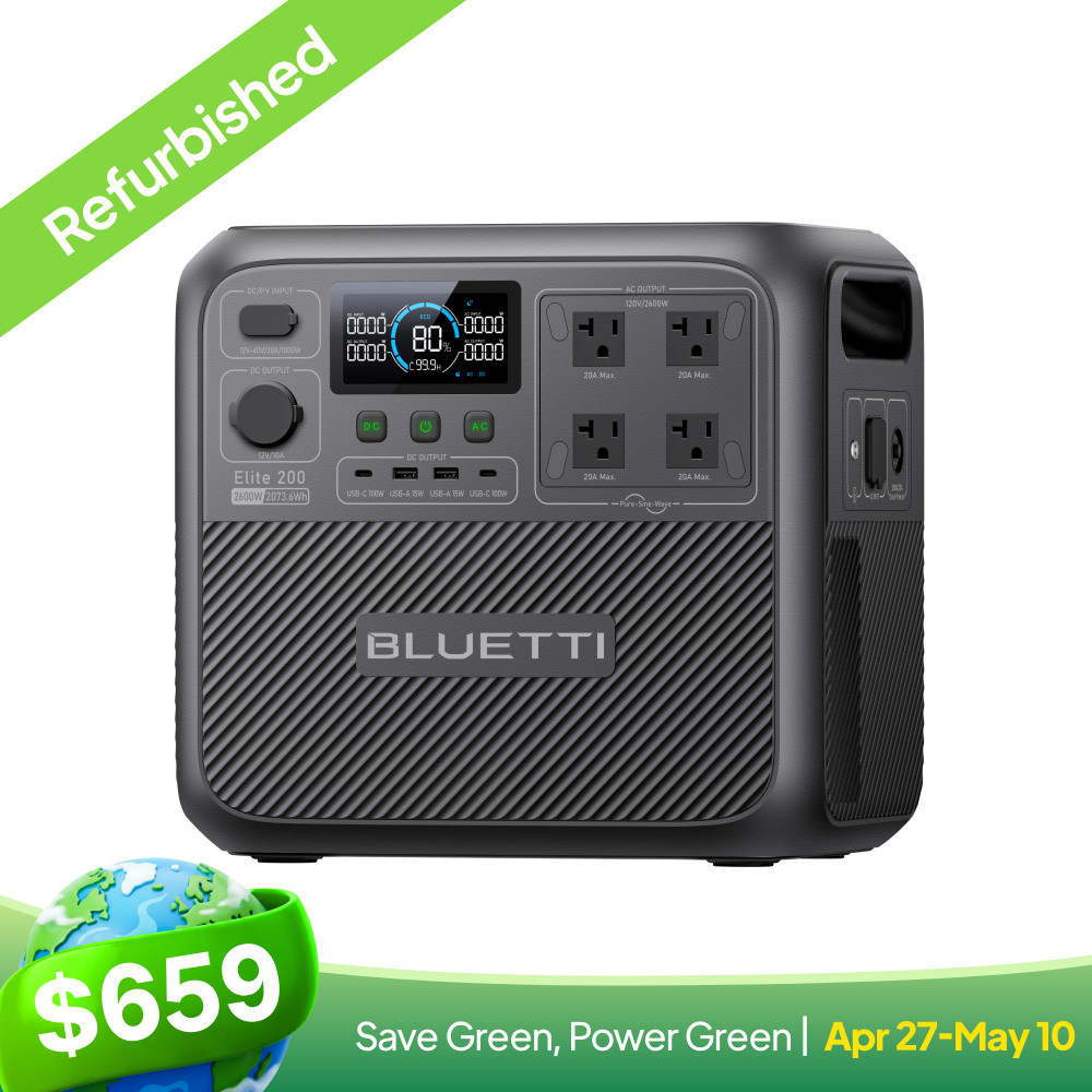 BLUETTI Elite 200 V2 2600W 2073Wh Portable Power Station for RVs Home Backup