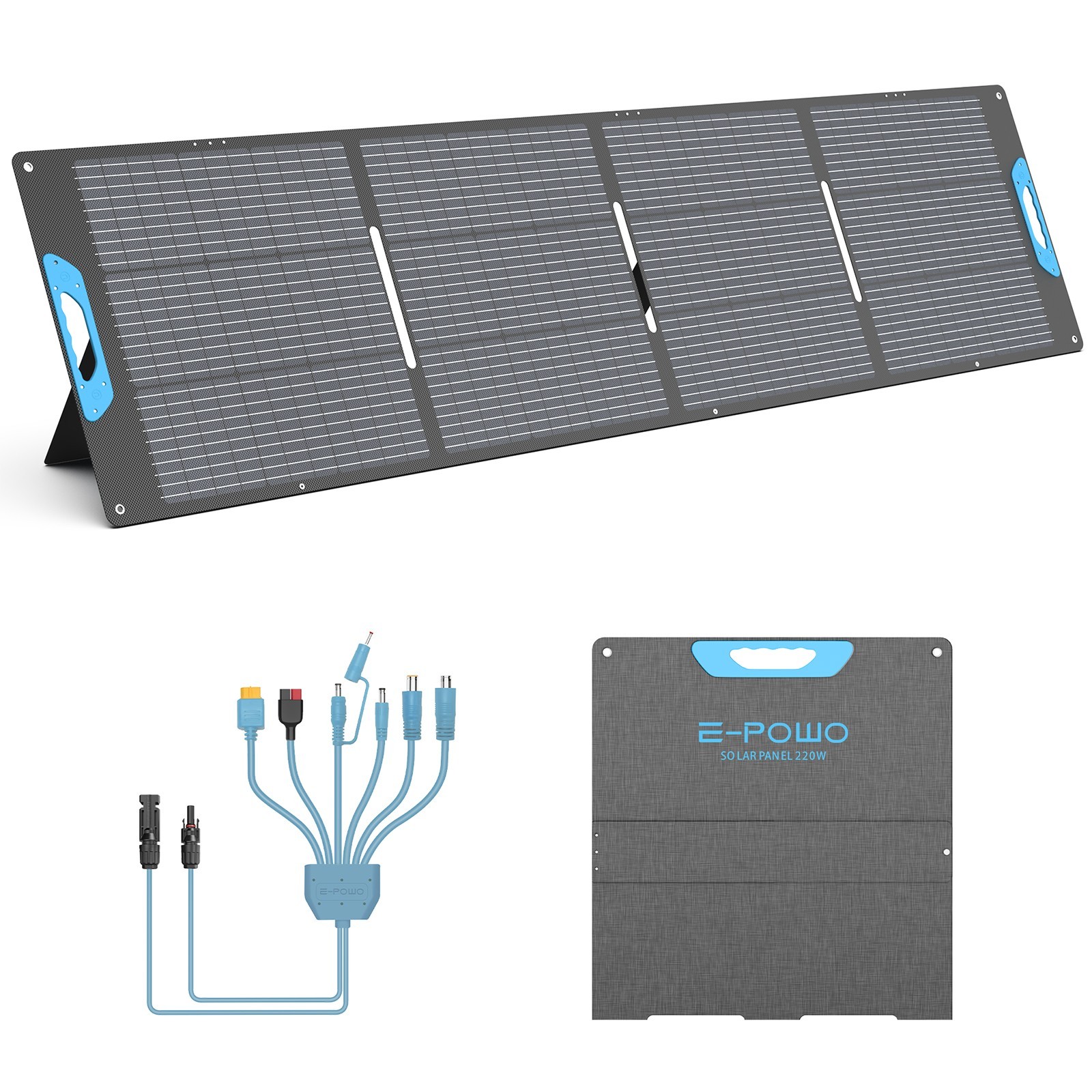 E-POWO 220W USB Portable Solar Panel Charger ETFE for Camping RV Power Station