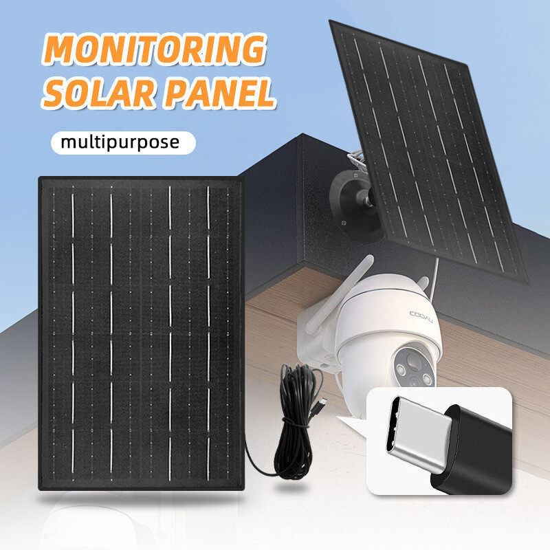 Type-C Port Solar Panel for Security Camera 30W 5V Outdoor Charger for CCTV Cam