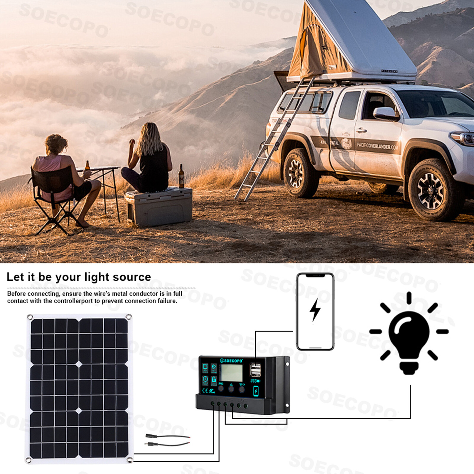 10000W Solar Kit 500W Panel 100A MPPT Controller DC Cable 12V/24V to 220V/110V7w