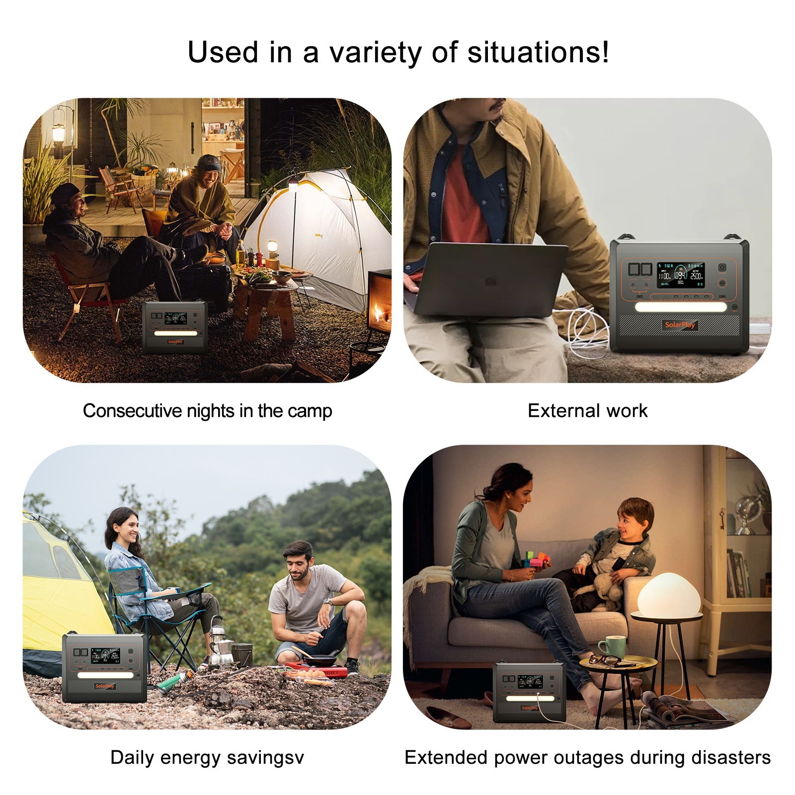 Q2024M 2500W (Peack 4800W) Portable Power Station 2304Wh LiFePO4 Solar Generator