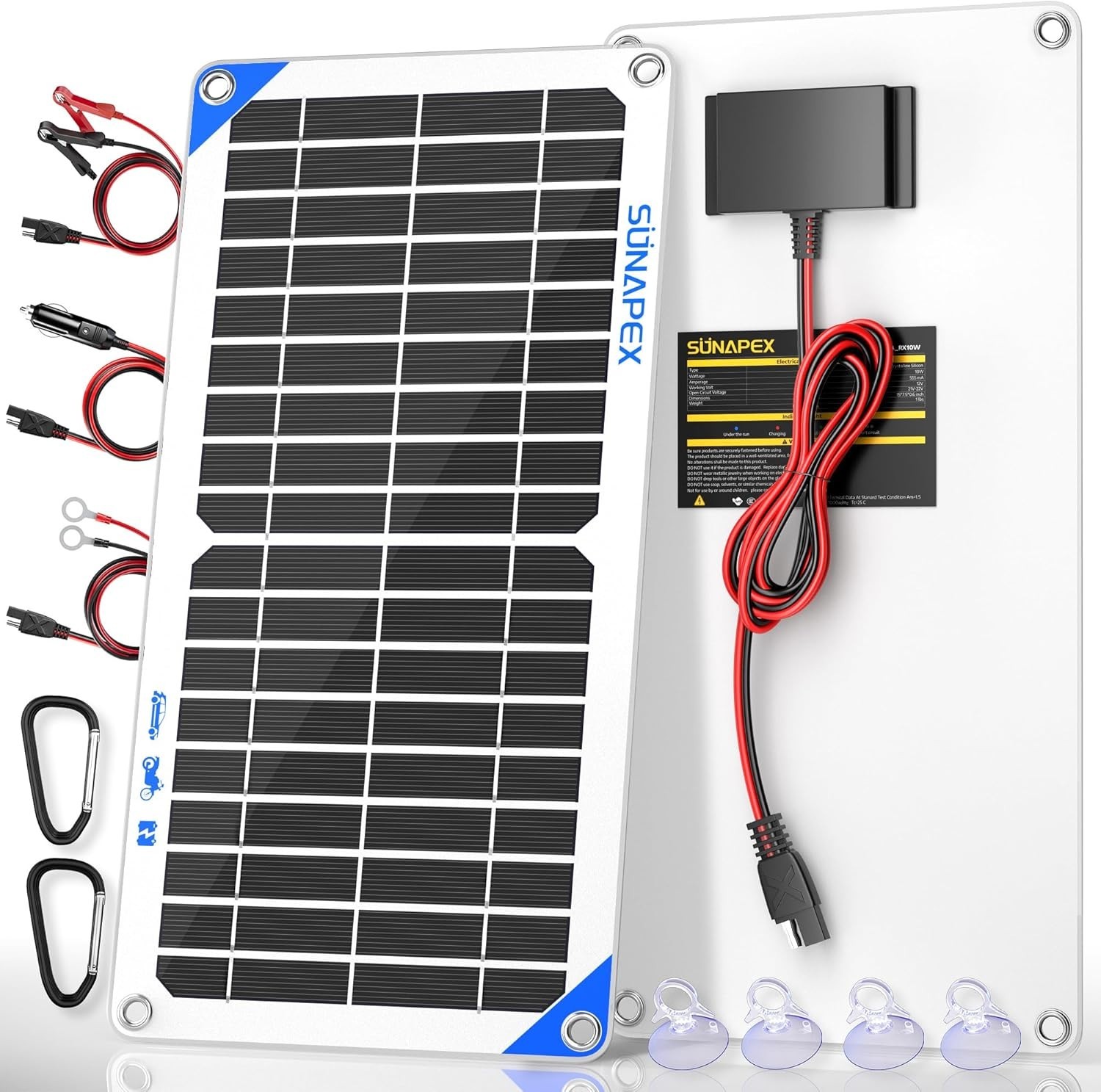 12V 10 Watt Solar Trickle Charger Maintainer – Waterproof Solar Powered Batte…