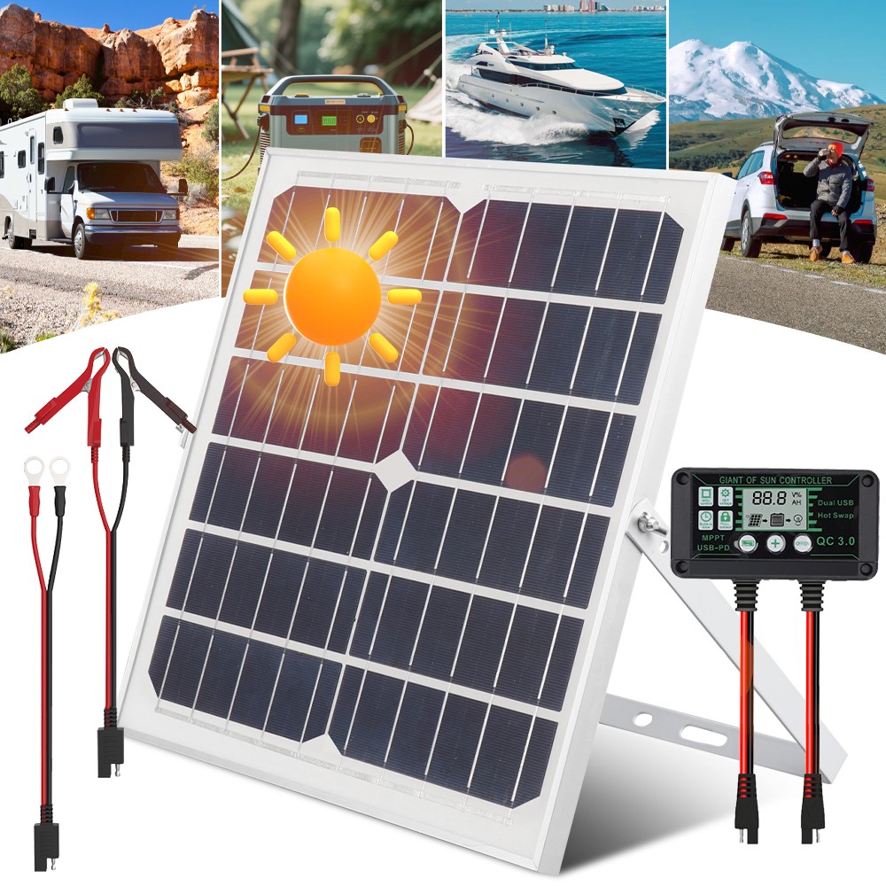 12V 30W Solar Power Car Battery Trickle Charger Maintainer with MPPT Controller