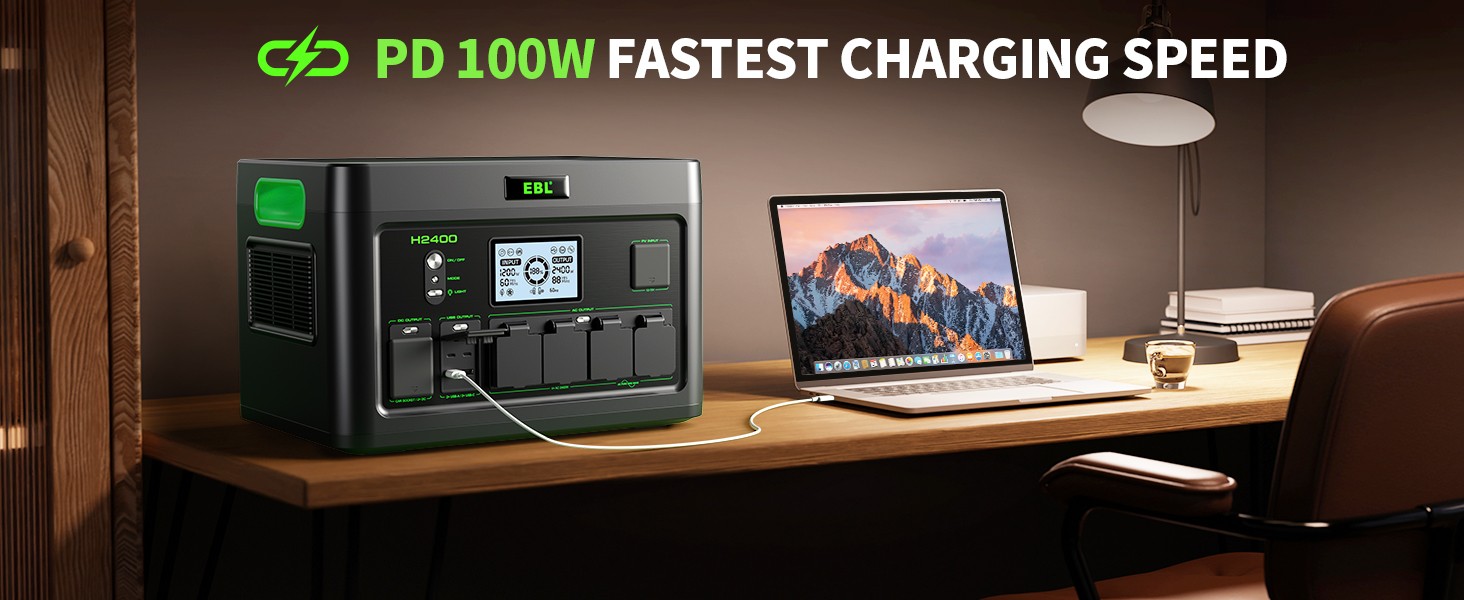 2400W 1843.2Wh LiFePO4 Portable Power Station Solar Generator Camping RV Backup