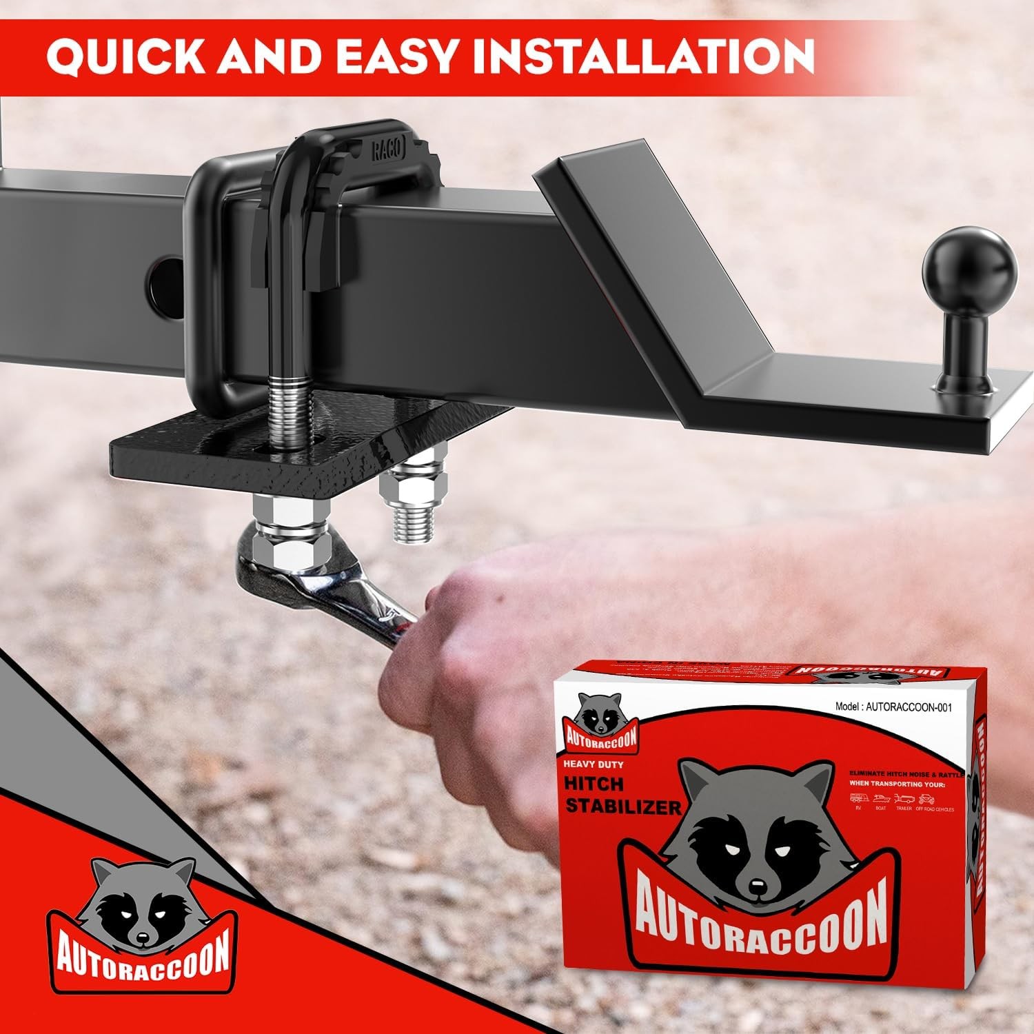 Hitch Tightener Anti-Rattle Clamp – Heavy Duty Stabilizer for Black
