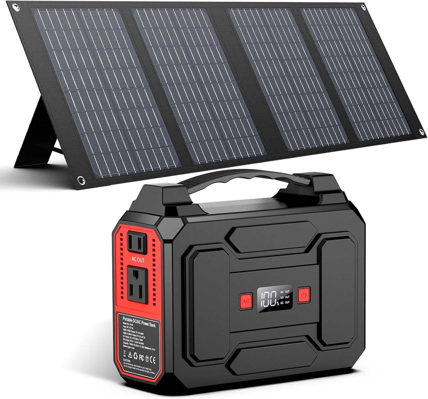Solar Powered Generator 200W Peak/100W Rated, Portable Generator Power Station w