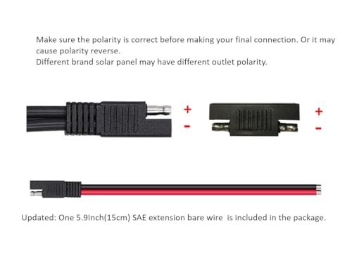 Solar Panel Connectors 10AWG MC-4 to SAE Adapter Extension Cable Wire for RV