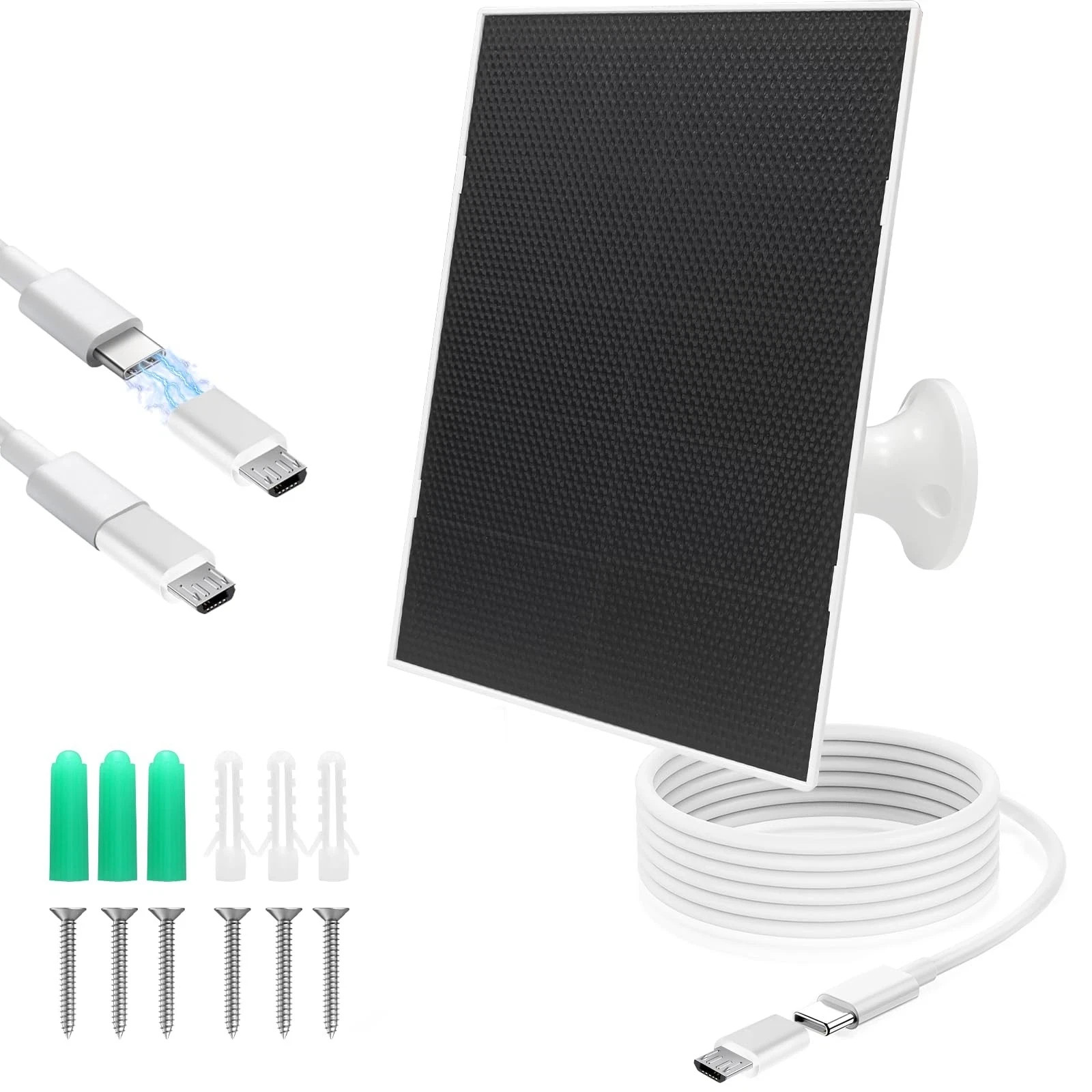 4W Solar Panel Charger for Security Camera Type-C & Micro USB Weatherproof