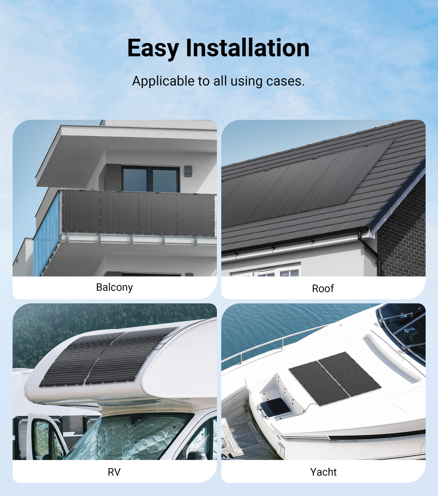 Dabbsson Flexible Solar Panel 200W Mono IP68 High Efficiency for Home RV Camping