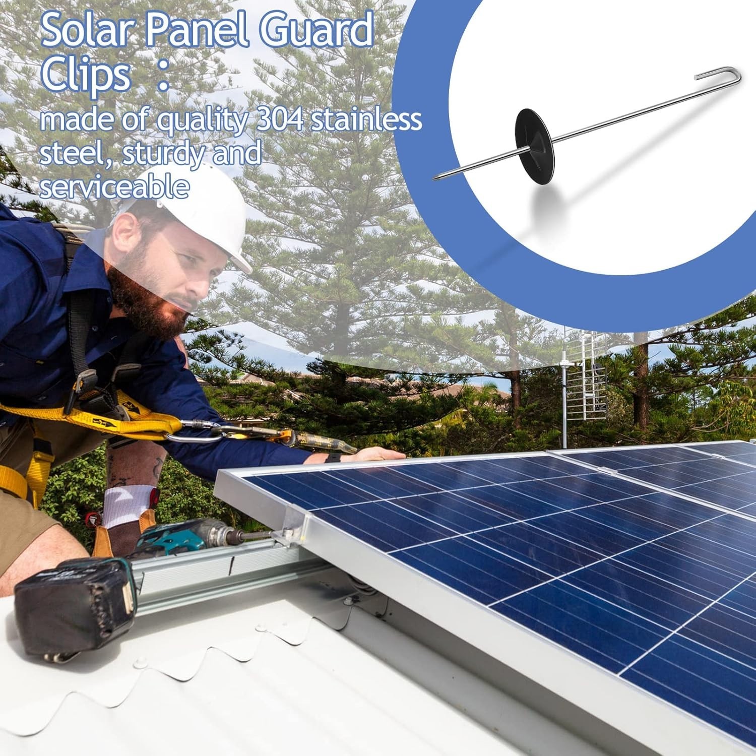 Solar Panel Guard Clips Set with J-Hooks and Washers for Secure Fastening