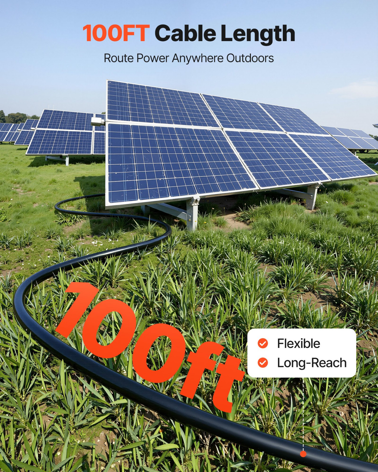 10AWG Solar Panel Wire Kit 100FT Red + 100FT Black PV Cable IP67 Copper