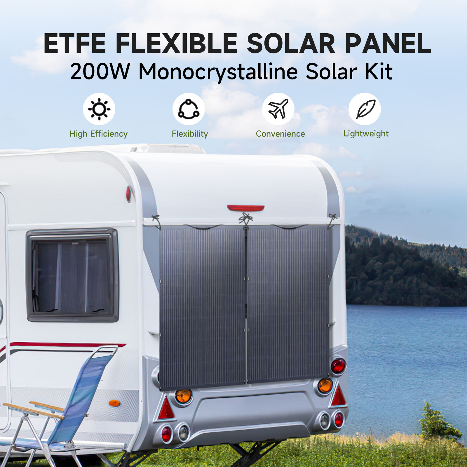 ALLPOWERS SF-200 200W Flexible Solar Panel for Power Station Boats,Trip,Outdoor
