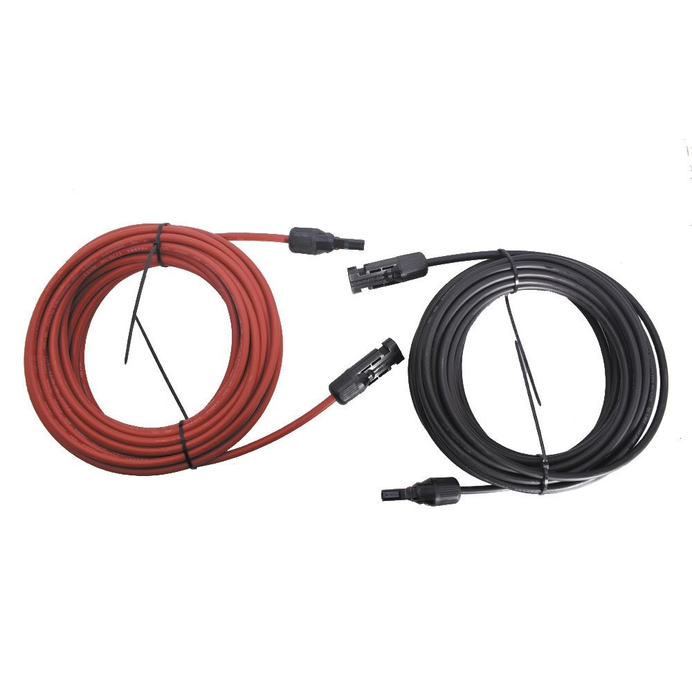 New 4mm²/12AWG 20ft Black+Red Solar Panel Extension Cable Wire Connector 1 Pair