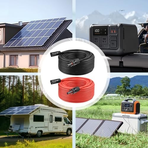 10 AWG Solar Extension Cable 40FT (20FT Black + 20FT Red) – Tinned Copper Wire f