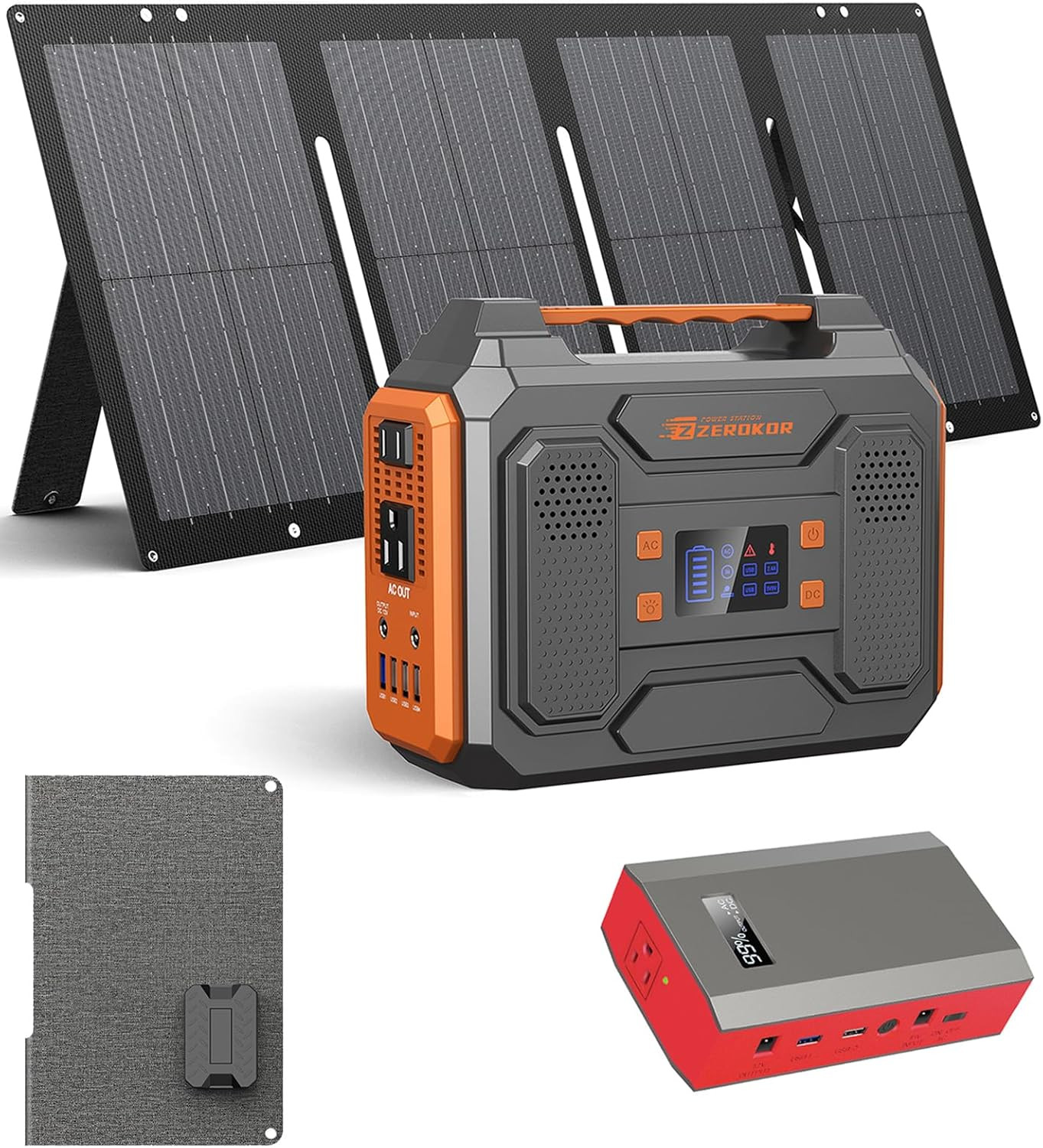 300W Portable Solar Generator & 60W Foldable Panel for Camping & Home