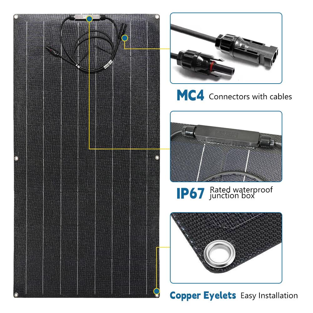 200W Watt Flexible Solar Panel ETFE Mono 18V Power RV Camping Off-Grid Rooftop