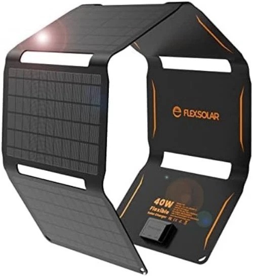 40W Foldable Solar Panel Charger with USB-C and USB-A Outputs for Phones, Pow…