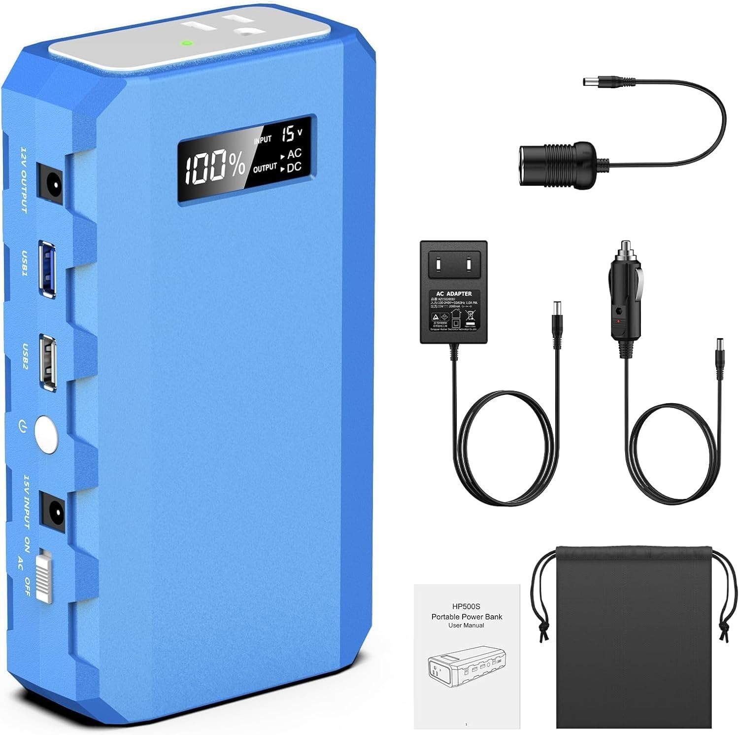 High-Speed 24000mAh Portable Power Station with Dual USB Outputs – Dark Blue