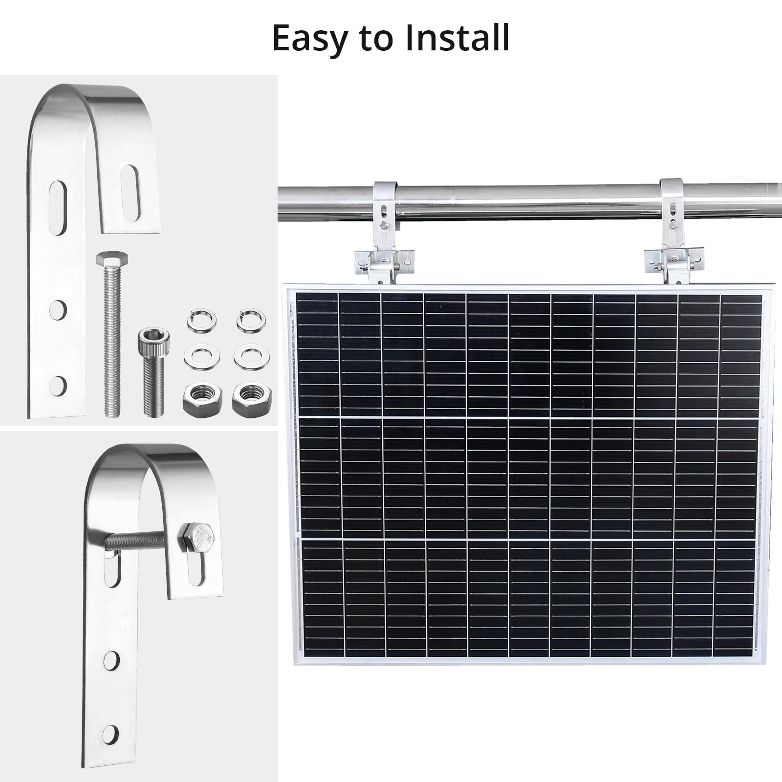 Anbte 4PCS Solar Panel Mounting Brackets for Balcony, Stainless Steel Silver